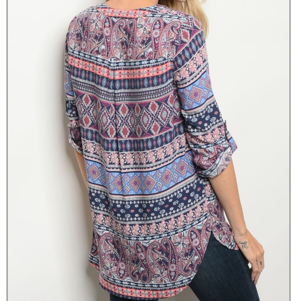 NWT Boho Festival Patterned Peasant Tunic - Picture 2 of 2